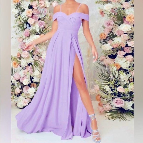 Lilac off shoulder dress - Picture 1 of 3